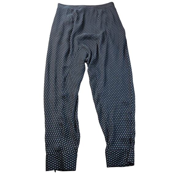 Zara basic sz S geometric blue slouchy LOW rise baloon pants EUC fun comfort - Picture 2 of 11